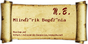 Mlinárik Begónia névjegykártya